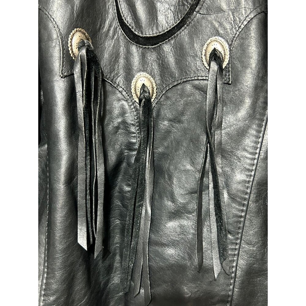Vintage Gypsy Women's Black Leather Fringe Jacket Western Bohemian Size 18 3085 - Picture 9 of 15